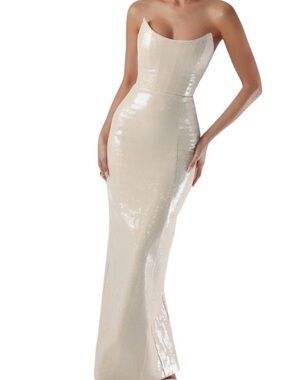 white christmas dresses Heart Cutout Corset Sequin Mini Dress with Draped Skirt main image 0